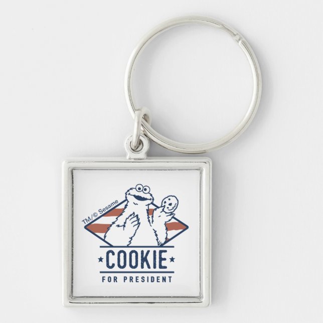Vintage Cookie Monster for President Key Ring (Front)
