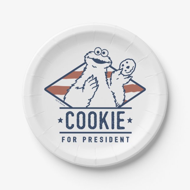 Vintage Cookie Monster for President Paper Plate (Front)
