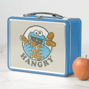 Vintage Cookie Monster Hangry Metal Lunch Box