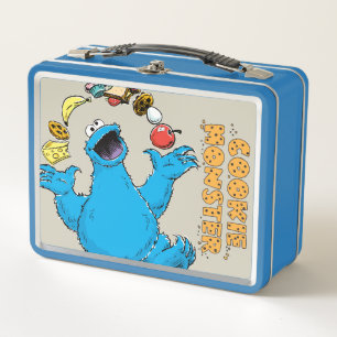Vintage Cookie Monster Juggling Metal Lunch Box