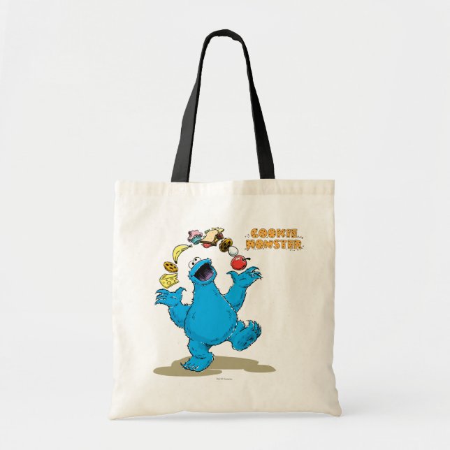 Vintage Cookie Monster Juggling Tote Bag (Front)