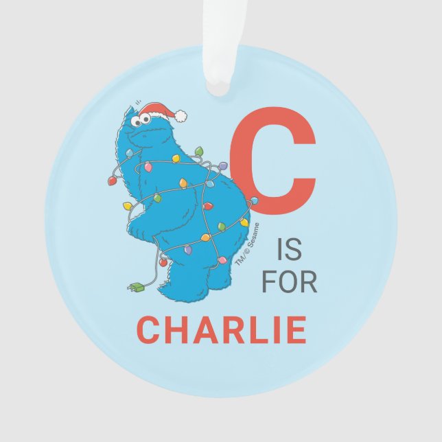 Vintage Cookie Monster | Personalised Name & Photo Ornament (Front)