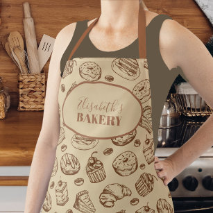 Vintage cookies pattern personalized name baking apron