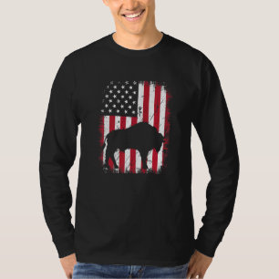 Vintage Cool Bison Animal Retro Usa American Flag T-Shirt
