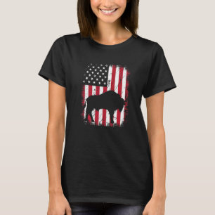 Vintage Cool Bison Animal Retro Usa American Flag T-Shirt