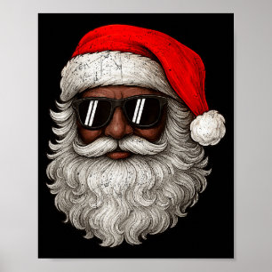 Vintage Cool Black Christmas Santa African Xmas Me Poster
