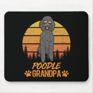 Vintage Cool Black Standard Poodle Dog Grandpa Fat Mouse Pad