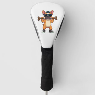 Vintage Cool French Bulldog Carrying Bone Cartoon Golf Head Cover