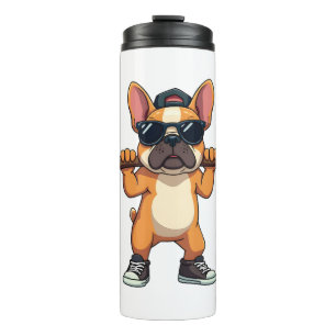Vintage Cool French Bulldog Carrying Bone Cartoon Thermal Tumbler