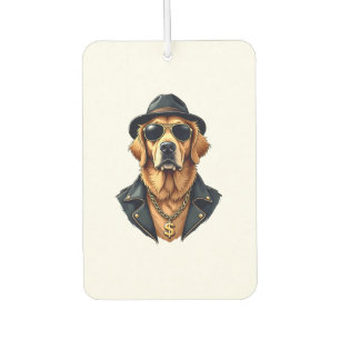 Vintage Cool Golden Retriever Dog in Sunglasses an Car Air Freshener