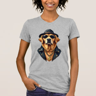 Vintage Cool Golden Retriever Dog in Sunglasses an T-Shirt