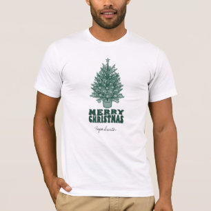 Vintage Cool Green Retro Christmas Tree T-Shirt