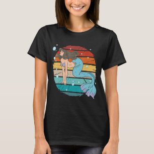 Vintage Cool Mermaid Girl Swimming, Fantasy Siren T-Shirt