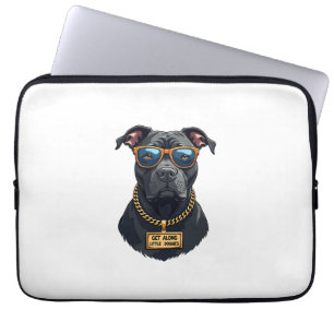 Vintage Cool Pitbull in Sunglasses with Gold Chain Laptop Sleeve