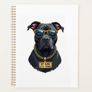 Vintage Cool Pitbull in Sunglasses with Gold Chain Planner