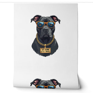 Vintage Cool Pitbull in Sunglasses with Gold Chain Wallpaper