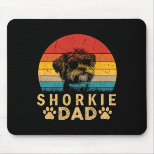 Vintage Cool Shorkie Dad Dog Lovers Paw Print Fath Mouse Pad