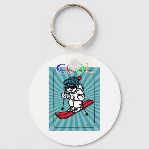 Vintage Cool Skier   skiing   skiing designs   ski Key Ring