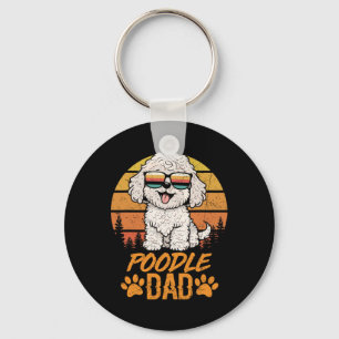 Vintage Cool White Toy Poodle Dad Fathers Day For Key Ring