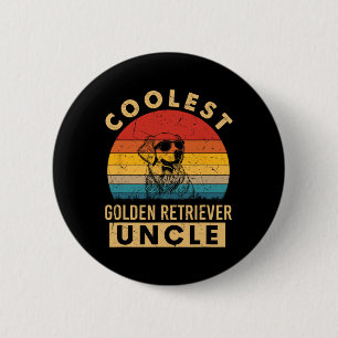 Vintage Coolest Golden Retriever Uncle Funny Gifts 6 Cm Round Badge