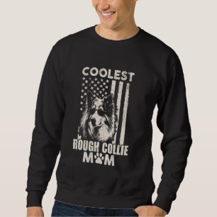 Vintage Coolest Rough Collie Mum USA American Flag Sweatshirt