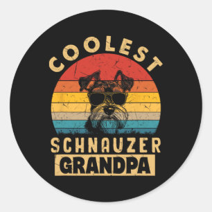 Vintage Coolest Schnauzer Grandpa Funny Gifts Dog Classic Round Sticker