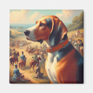 Vintage Coonhound Dog Painting Magnet