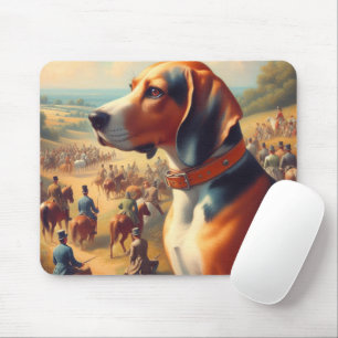 Vintage Coonhound Dog Painting Mouse Pad