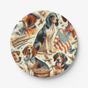 Vintage Coonhound Dog Seamless Paper Plate