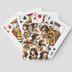 Vintage Coonhound Dog Seamless Playing Cards