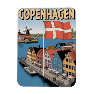 Vintage Copenhagen colourful houses gifts Magnet