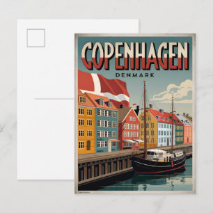 Vintage Copenhagen colourful houses gifts Postcard