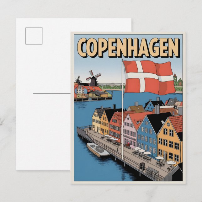 Vintage Copenhagen colourful houses gifts Postcard (Front/Back)