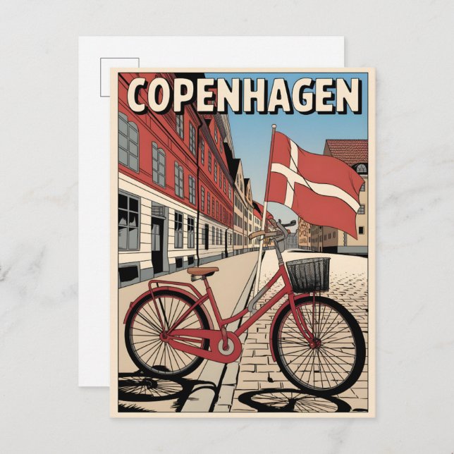 Vintage Copenhagen denmark bicycle gifts Postcard (Front/Back)