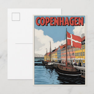 Vintage Copenhagen denmark colourful houses gifts Postcard