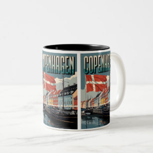 Vintage Copenhagen denmark colourful houses gifts Two-Tone Coffee Mug