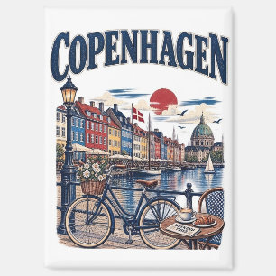 Vintage Copenhagen Denmark Nyhavn Harbour Travel Magnet