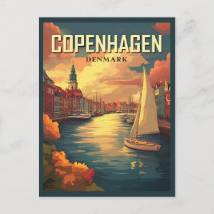 Vintage Copenhagen Denmark Travel Postcard