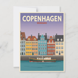 Vintage Copenhagen Denmark Travel Postcard