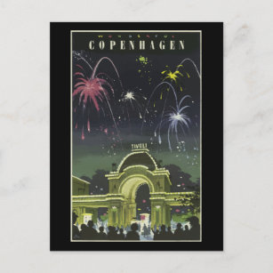 Vintage Copenhagen Travel Poster, Postcard