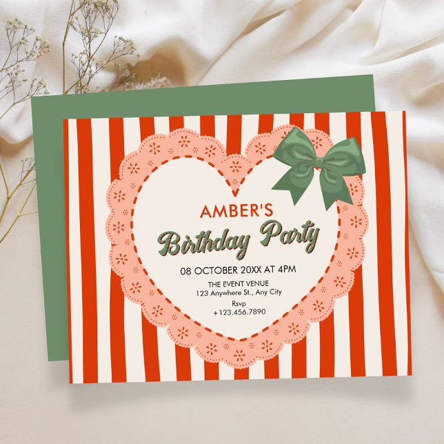 Vintage coquette birthday invitation (Creator Uploaded)