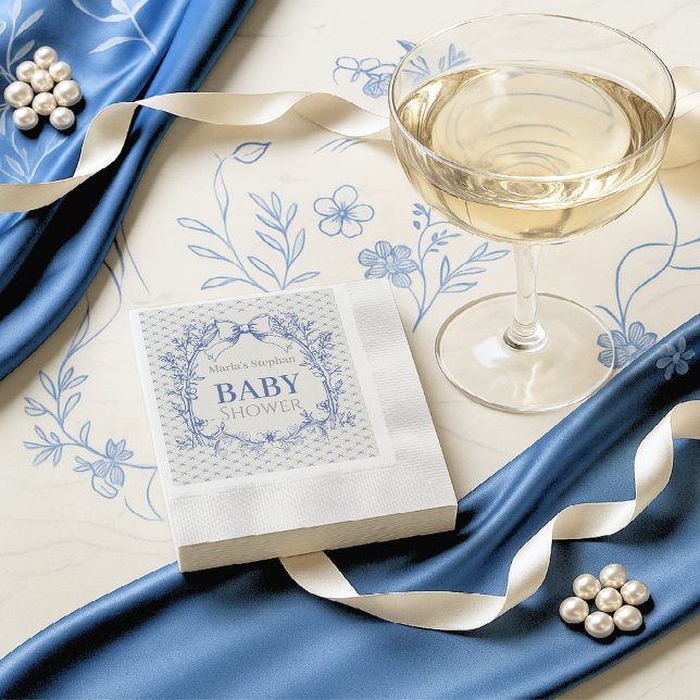Vintage Coquette Blue Bow baby shower Napkin (Creator Uploaded)