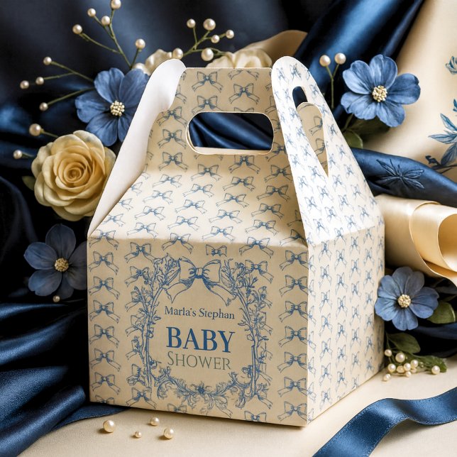 Vintage Coquette Blue Bow floral Favour Box (Creator Uploaded)