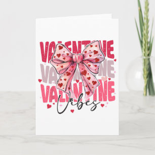 Vintage Coquette Bow Happy Valentine Vibes Day Gir Card