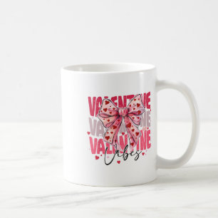 Vintage Coquette Bow Happy Valentine Vibes Day Gir Coffee Mug