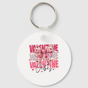 Vintage Coquette Bow Happy Valentine Vibes Day Gir Key Ring