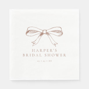 Vintage Coquette Bow Mocha Bridal Shower Napkin
