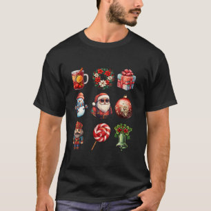 Vintage Coquette Bow Santa Gingerbread Christmas C T-Shirt