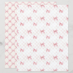 Vintage Coquette Pink Bow Scrapbook Paper
