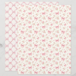 Vintage Coquette Pink Bow Scrapbook Paper